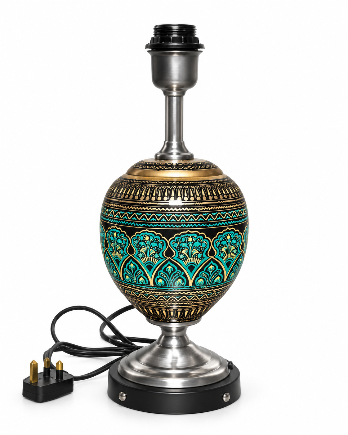 Handcrafted Turquoise & Gold Decorative Table Lamp