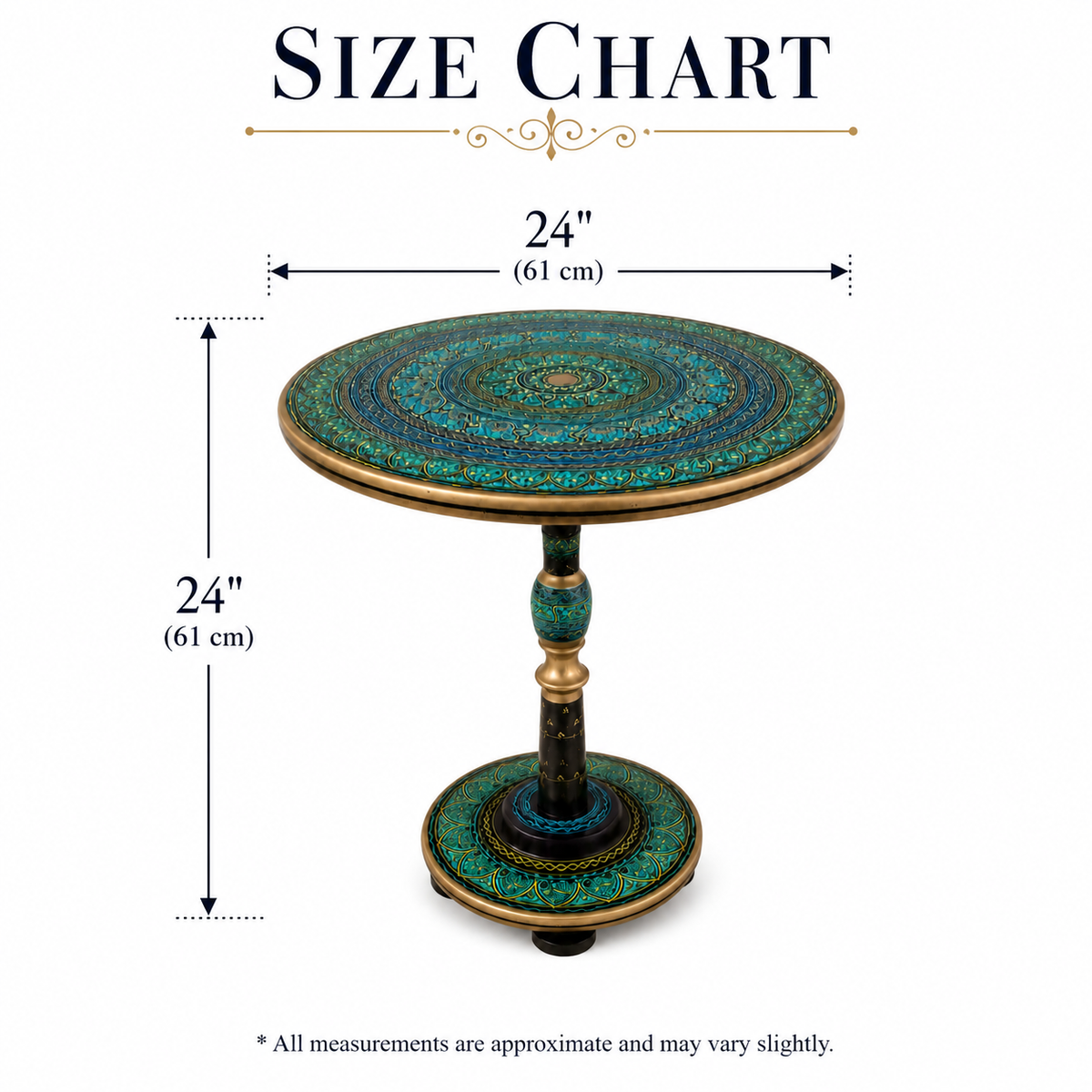 Hand-Painted Turquoise Wooden Side Table | Walnut & Resin