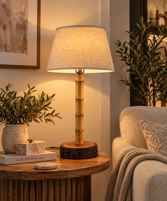 Handcrafted Bamboo Wood Table Lamp