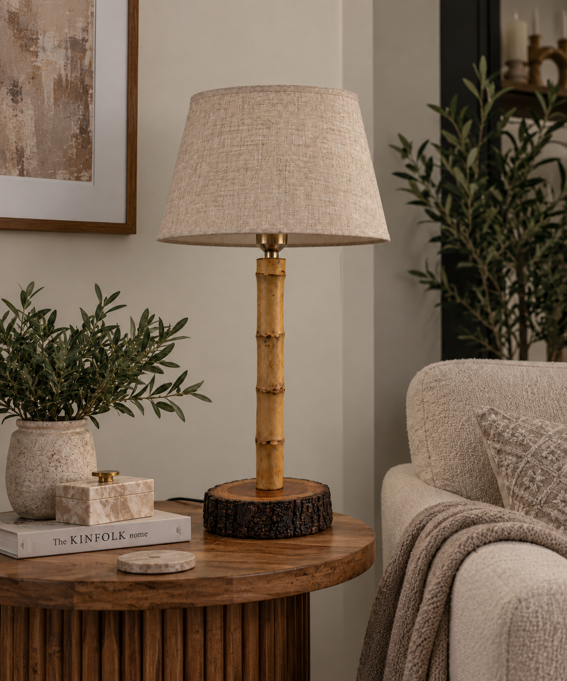 Handcrafted Bamboo Wood Table Lamp