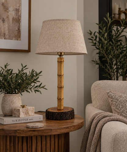 Handcrafted Bamboo Wood Table Lamp