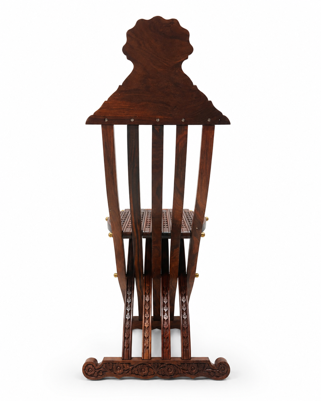 Hand Carved Wooden Folding Chair | Walnut & Resin