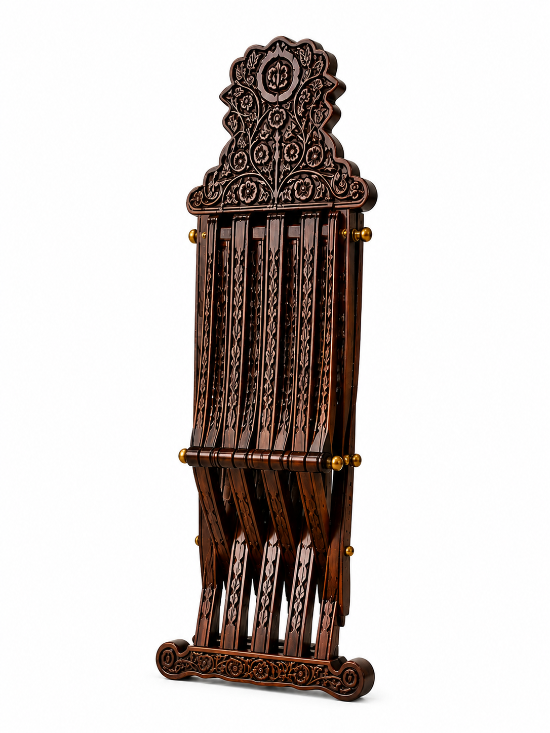 Hand Carved Wooden Folding Chair | Walnut & Resin
