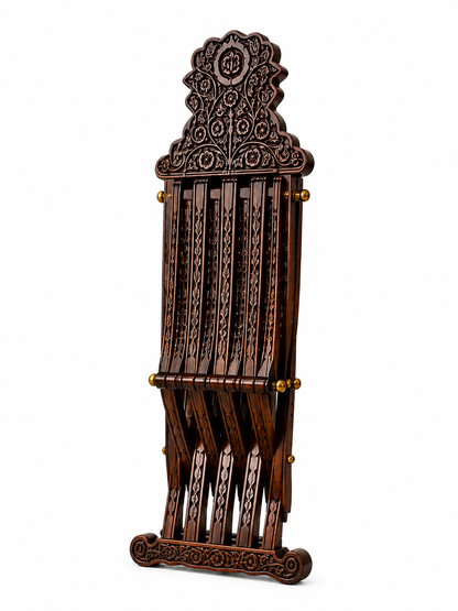 Hand Carved Wooden Folding Chair | Walnut & Resin