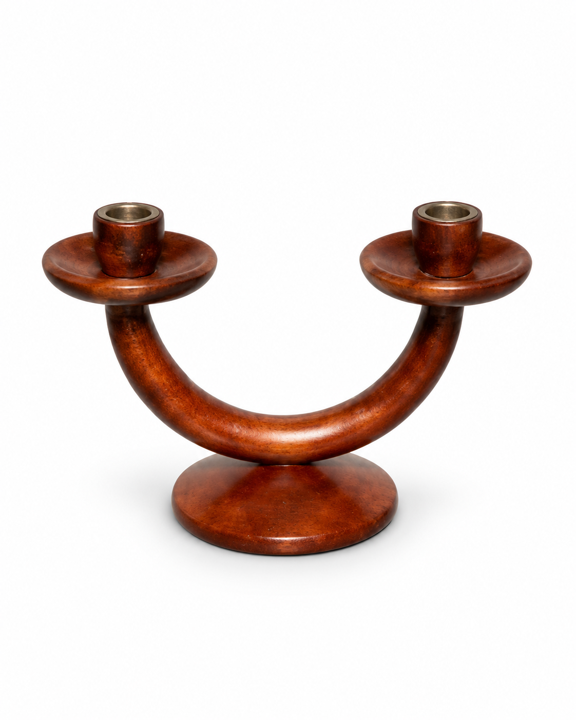 Handcrafted Double Wooden Candle Holder