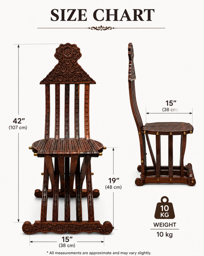 Hand Carved Wooden Folding Chair | Walnut & Resin