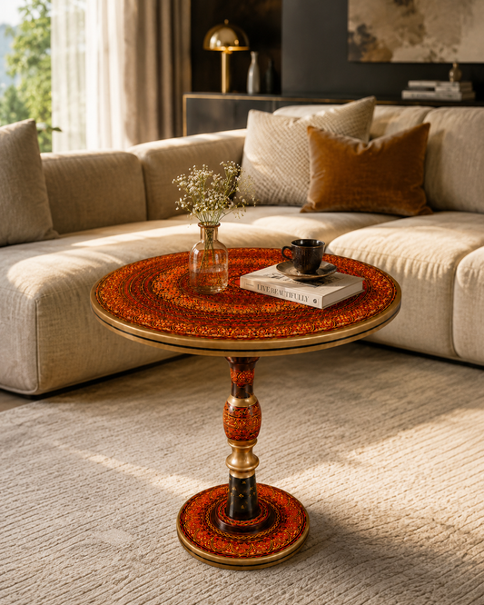 Hand Painted Wooden Coffee Table | Walnut & Resin